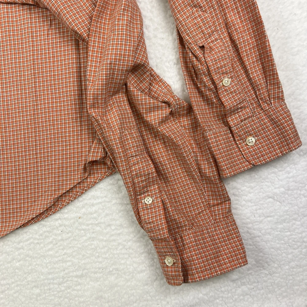 Polo Ralph Lauren Shirt Mens XL Custom Fit Orange Plaid Button Down Logo
